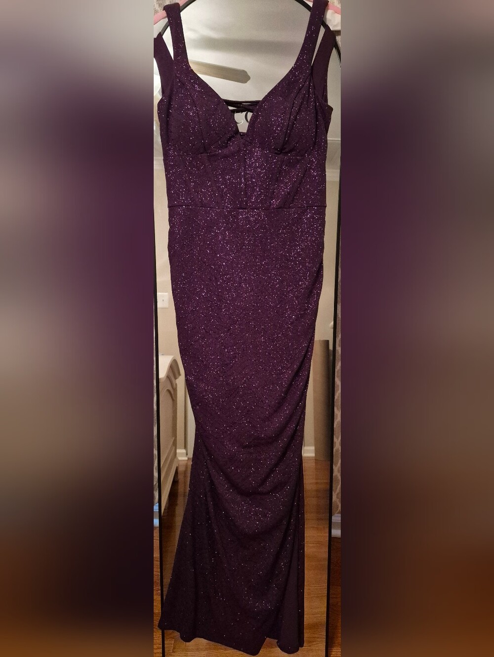 Emerald Sundae Deep Plum Sparkle Gown